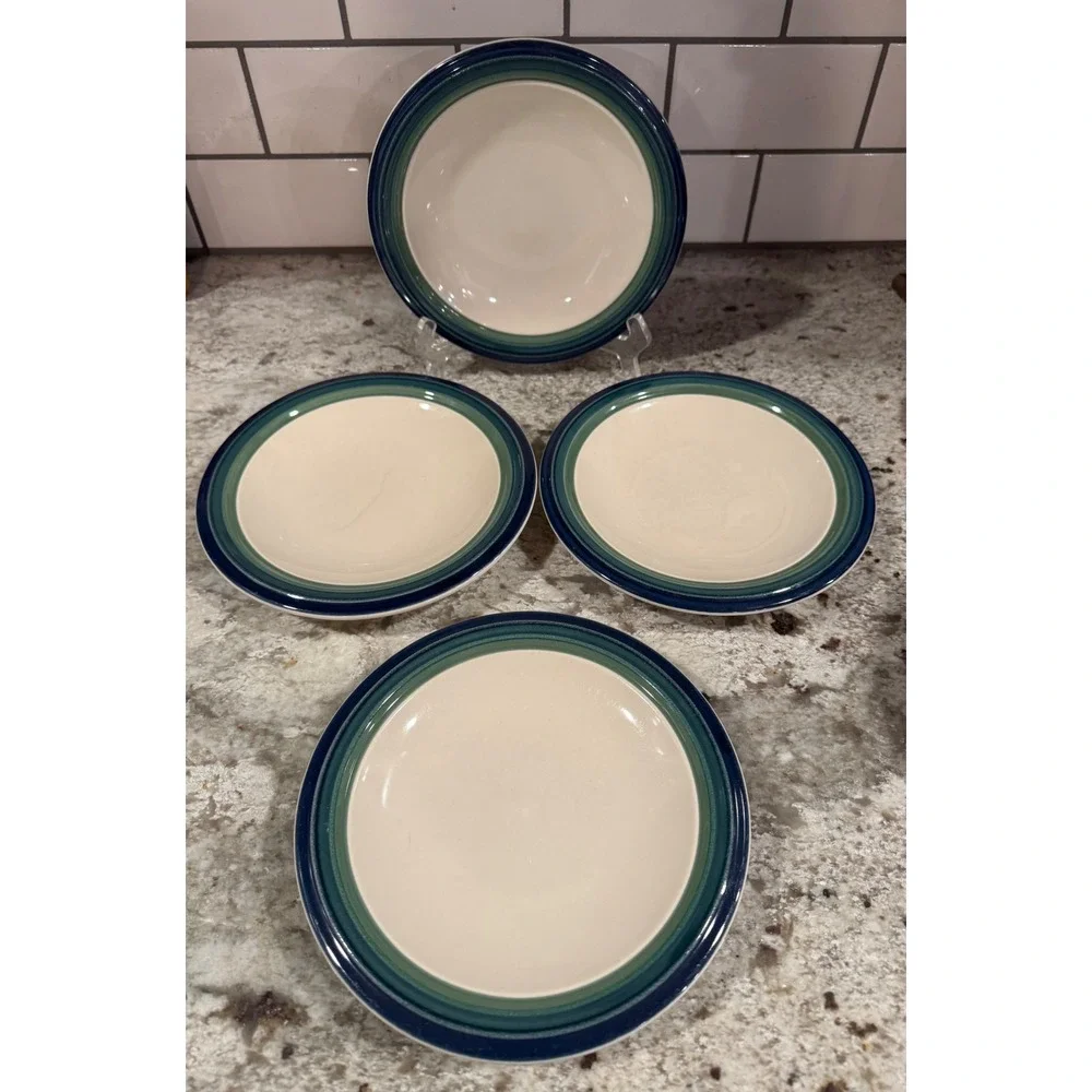 Pfaltzgraff Ocean Breeze Bread and Butter Plates Set of 4 Teal Green Cream 6.75